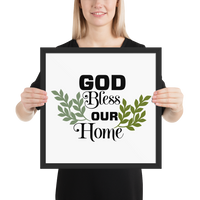 God Bless Our Home Christian Wall Decor Framed Poster