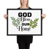 God Bless Our Home Christian Wall Decor Framed Poster