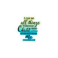 I Can Do All Things Through Christ Watercolor Green Blue Bubble-free Stickers