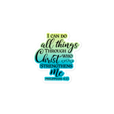 I Can Do All Things Through Christ Watercolor Green Blue Bubble-free Stickers