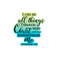 I Can Do All Things Through Christ Watercolor Green Blue Bubble-free Stickers