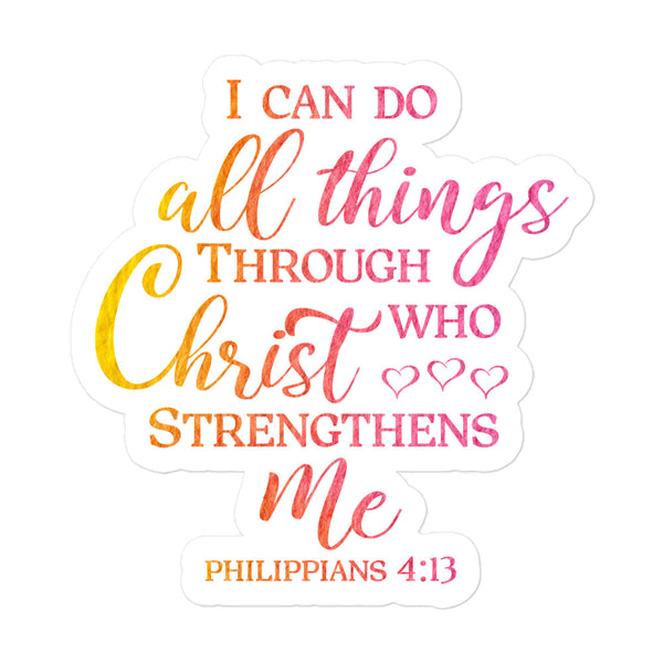 I Can Do All Things Christian Bible Verse Yellow Orange Bubble-free Stickers