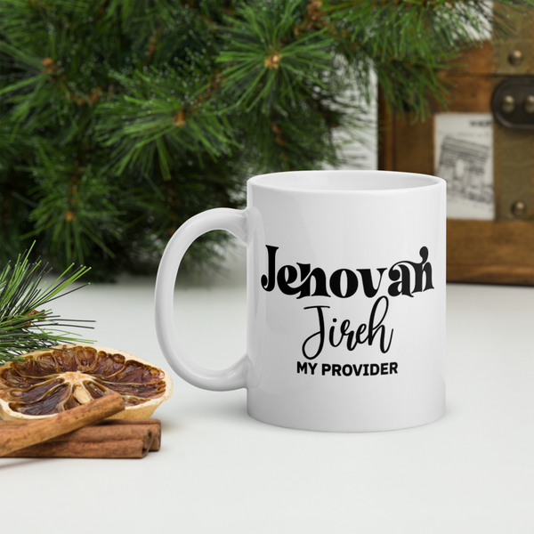 Jehovah Jireh My Provider Christian White Glossy Mug