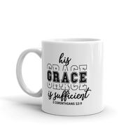 His Grace Is Sufficient Christian Bible Verse White Glossy Mug