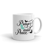 Prayer And Peace Butterfly White Glossy Mug