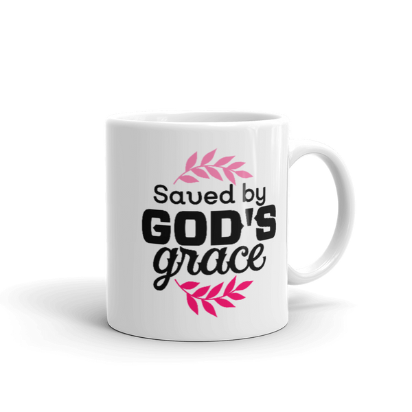 Saved By God's Grace White Glossy Mug
