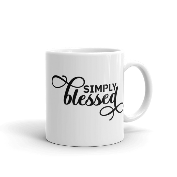 Simply Blessed White Glossy Christian Mug