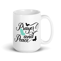 Prayer And Peace Butterfly White Glossy Mug
